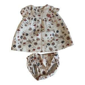 Zara Mini Collections Baby Girl Floral Print Dress Set Size 3/6 Months